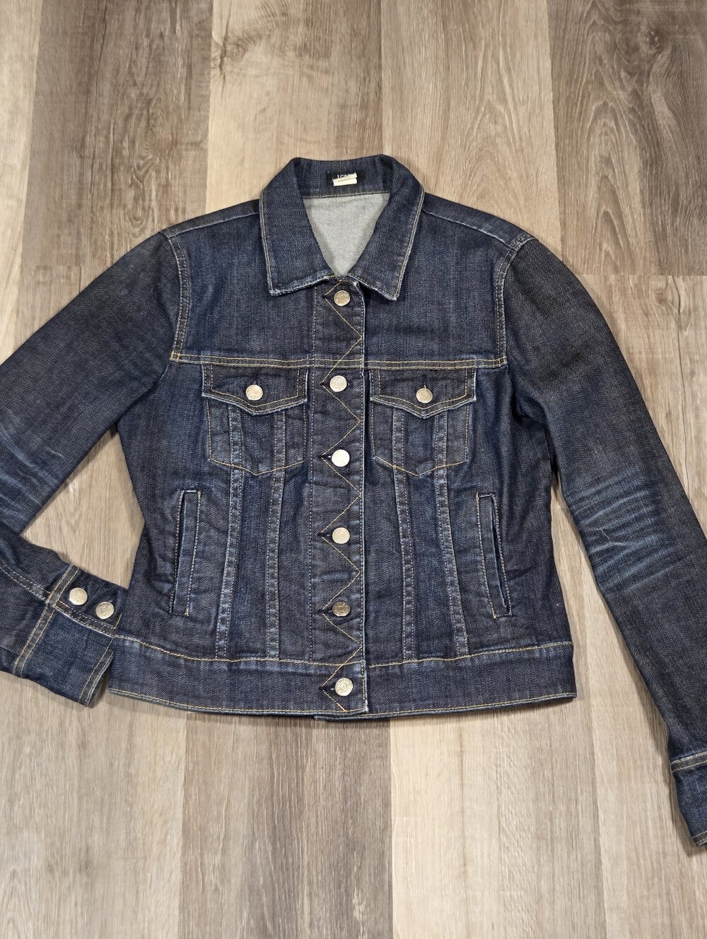 J. Crew Denim Jacket Women's Small Blue Destroyed Distressed Biker Trucker